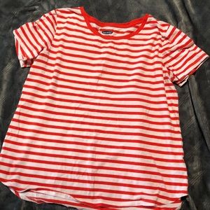 Old Navy Orange and White Striped T-Shirt
